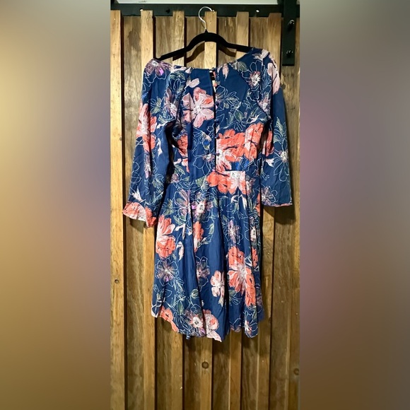 Free People Blue & Floral Fit & Flare Dress Size 2 - Picture 2 of 3